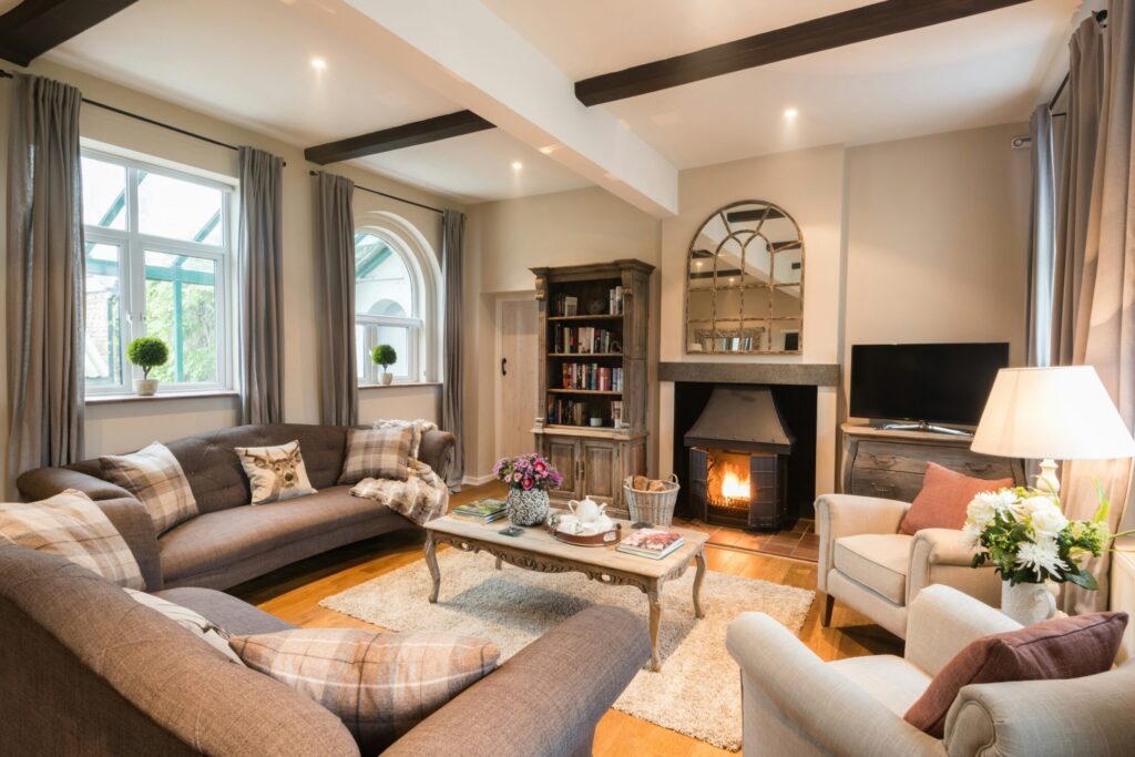 Cozy living room with fireplace